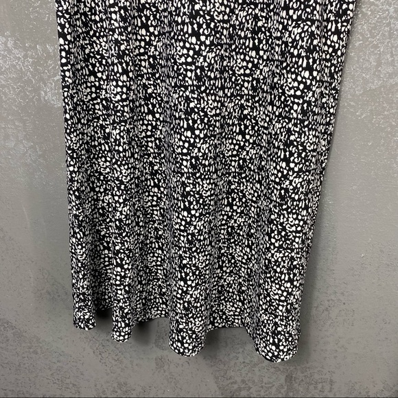 Halogen Bias Cut Midi Skirt. Black and White Leopard Dot. Flowy. Animal print - Picture 5 of 8